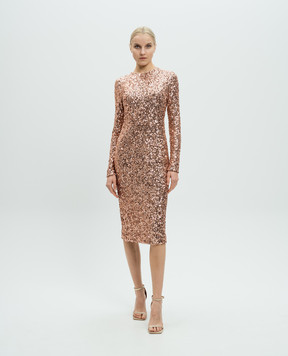 Dolce&Gabbana Коричнева сукня з паєтками F6AFDTFLUB3