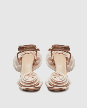 Magda Butrym Бежевые кожаные босоножки с аппликацией FLOWERSHOES528425