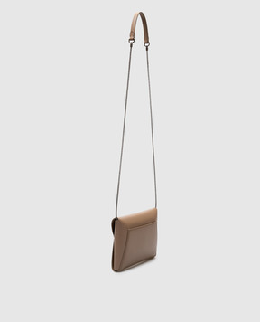 Brunello Cucinelli Бежевый кожаный клатч Duo с логотипом MWTKD2722P
