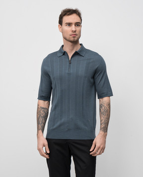 ISAIA Серое поло из шерсти, шелка и кашемира с логотипом логотип. MG8348Y0503