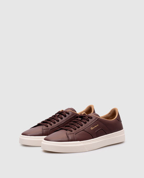 Santoni Бордові шкіряні кеди з логотипом MBGT21967PNNKSIW