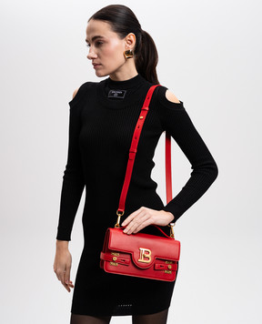 Balmain Червона шкіряна сумка-месенджер B-Buzz 24 з монограмою логотипа DN1DA828LAVE