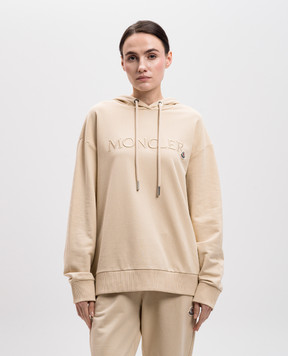 Moncler Бежевые худи с вышивкой логотипа J20938G0001989A1K