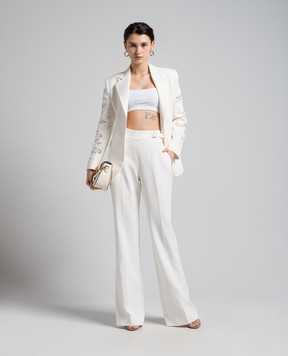 Ermanno Scervino Білі штани кльош з льоном D446P331DIE