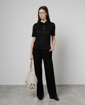 Allude Черное поло из льна 24282001