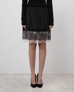 Helmut Lang Черная юбка с шелком с кружевом O10HW304
