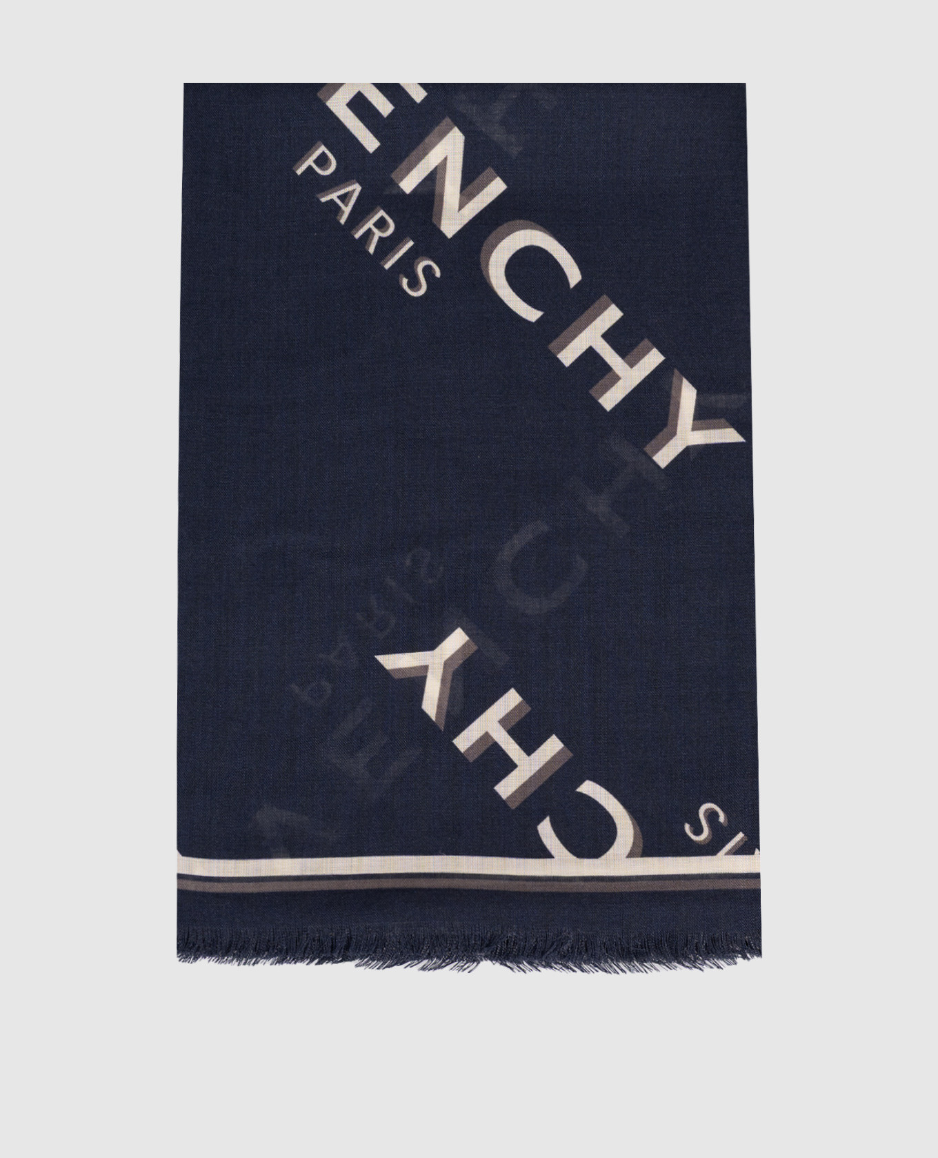 

Синий шарф с шерстью и шелком в принт логотип, Шарфы