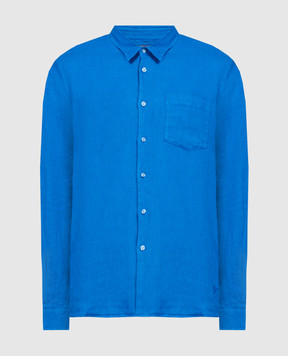 Vilebrequin Голубая рубашка из льна с логотипом CRSH9U10