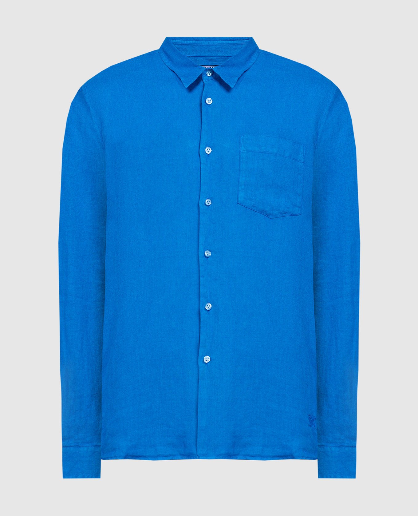 Голубая рубашка из льна с логотипом
