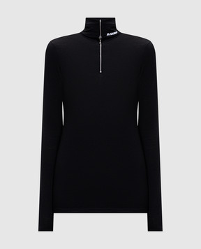 Jil Sander Черный гольф с молнией с логотипом J40GC0021J70021
