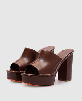 Santoni Коричневі шкіряні мюлі WHST71585HC7TTIX