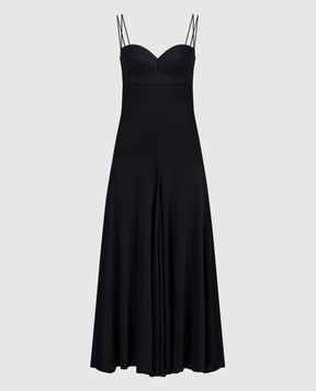 Magda Butrym Черное комбинированное платье-бюстье с розой DRESS20232524