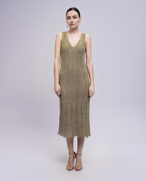 Twinset Бежева сукня міді з люрексом 251TT319A