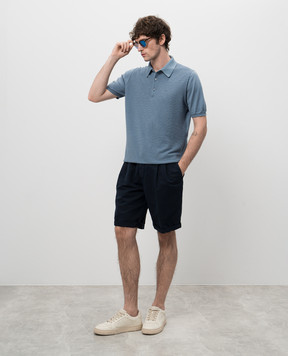 Kiton Блакитне поло у візерунок UMK0706
