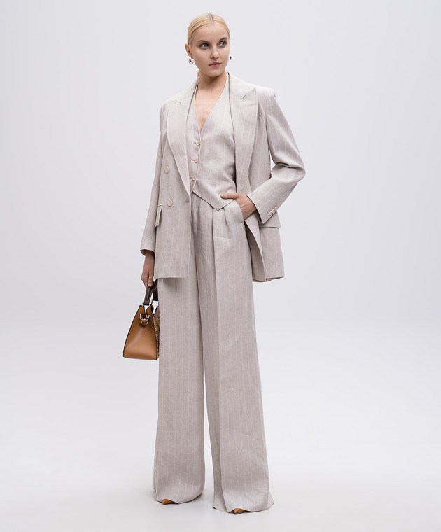 Max Mara Бежеві палацо RAUCHE з льону в смужку RAUCHE зображення 2