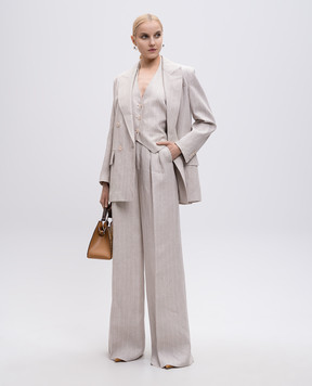 Max Mara Бежевый жилет SAURO из льна в полоску SAURO