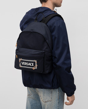 Versace Детский синий рюкзак с принтом логотипа 10180151A15289