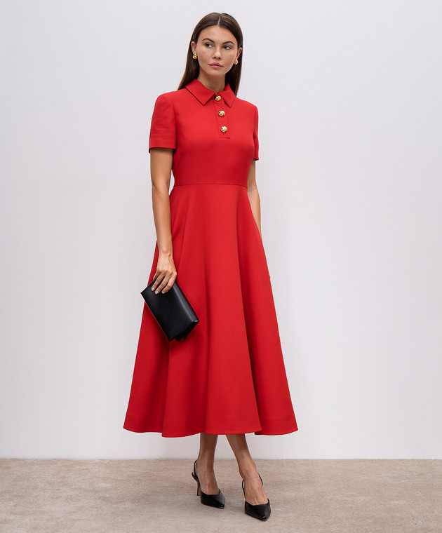 Valentino Красное платье из шерсти и шелка 5B3VA9D01CF изображение 2