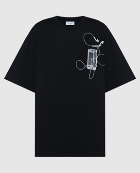 Off-White Чорна футболка з принтом Scan Arr Over OMAA161S24JER002