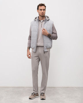 Doriani Cashmere Бежевое поло из шерсти, шелка и кашемира в узор 18119ZEJ17ZIP79