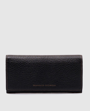 Brunello Cucinelli Черный кожаный кошелек с логотипом MWZIU255