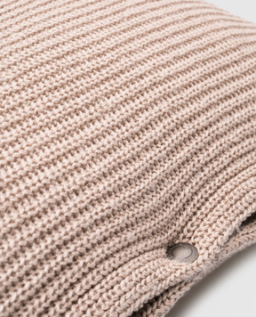 Brunello Cucinelli Бежевая подушка в рубчик с пайетками со льном и шелком ML52320002