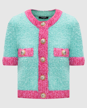 Balmain Зеленый кардиган с люрексом DF1KL027KG70