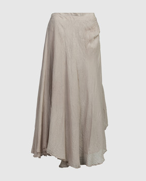 Marc Le Bihan Бежевая асимметричная юбка из шелка с эффектом жатки 2503