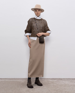 Brunello Cucinelli Бежева спідниця міді MPH38G3882