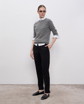 Brunello Cucinelli Чорні штани з вовною з ланцюжком моніль MPW07P8584