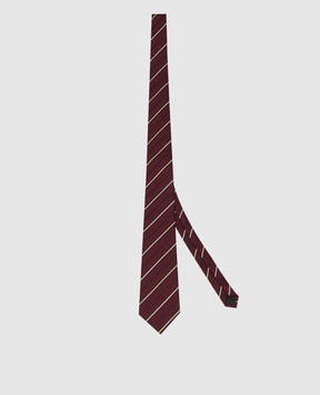 Saint Laurent Бордовый галстук из шерсти и шелка в полоску 8241003YR96
