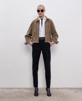 Brunello Cucinelli Сині штани з вовною з ланцюжком моніль MPW07P8584