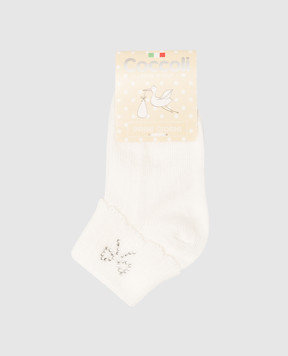 RiminiVeste Дитячі білі шкарпетки Coccoli з кристалами у вигляді бантика LOLLO3FS