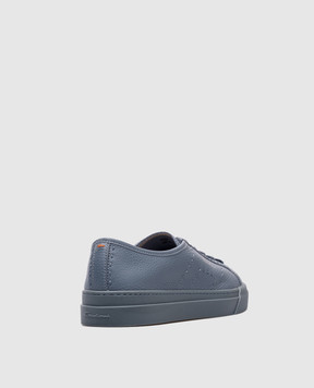 Santoni Сині шкіряні кеди з логотипом MBGT22063AVZTMIA