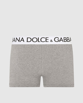 Dolce&Gabbana Серые меланжевые трусы-боксеры с логотипом M4B97JONN97