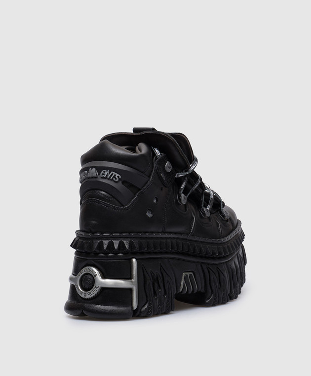 Vetements Чорні шкіряні кросівки на платформі New Rock UA66SN100B зображення 3