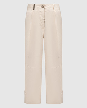 Peserico Бежеві штани з брендовою нашивкою P04540T307948
