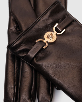Versace Коричневі шкіряні рукавички з емблемою Medusa 10183801A13774