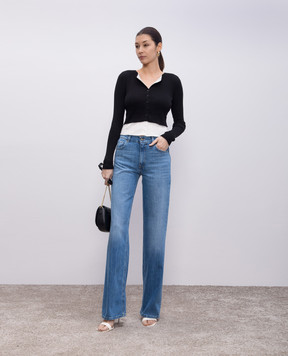 Twinset Черный кардиган двойной конструкции в рубчик 251TE3012
