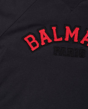 Balmain Дитяча синя футболка з фактурним логотипом BX8Q51Z31861214