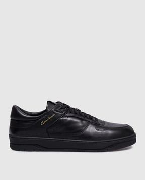 Santoni Черные кожаные кроссовки Sneak-Air с логотипом MBSA22015NERRESS
