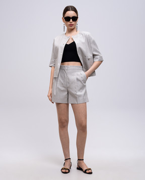 Max Mara Серый жакет AGILE с льном с люрексом. AGILE