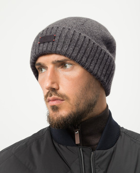 ISAIA Серая шапка из кашемира с патчем логотипа BRK055YP010
