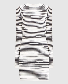 Balmain Біла сукня міні з фактурним візерунком FF0R8762KI94