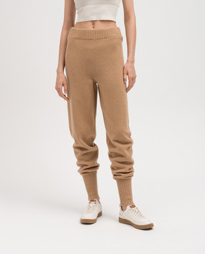 Twinset Коричневые джогеры из шерсти и кашемира с люрексом 232TT3201