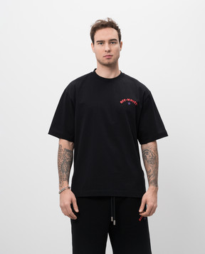 Off-White Чорна футболка з принтом логотипа OMAA120S25JER008