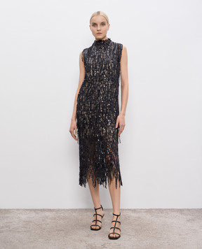 Brunello Cucinelli Серое платье миди с пайетками M38R18A94