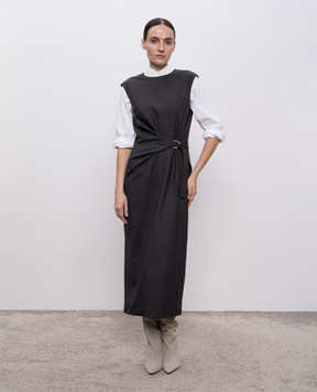 Brunello Cucinelli Сіра сукня з вовни з драпіруванням MG912AFC51