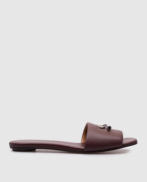 Alexander McQueen Бордові шкіряні шльопанці T-bar 817471WIACT