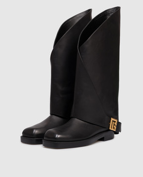 Balmain Чорні шкіряні чоботи Twist FN1TA148LVIT